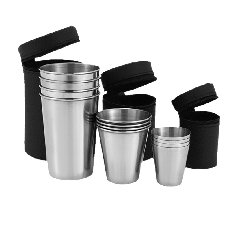 Juego de 4 Vasos de Acero Inox - Wine Or Beer reseña y precio