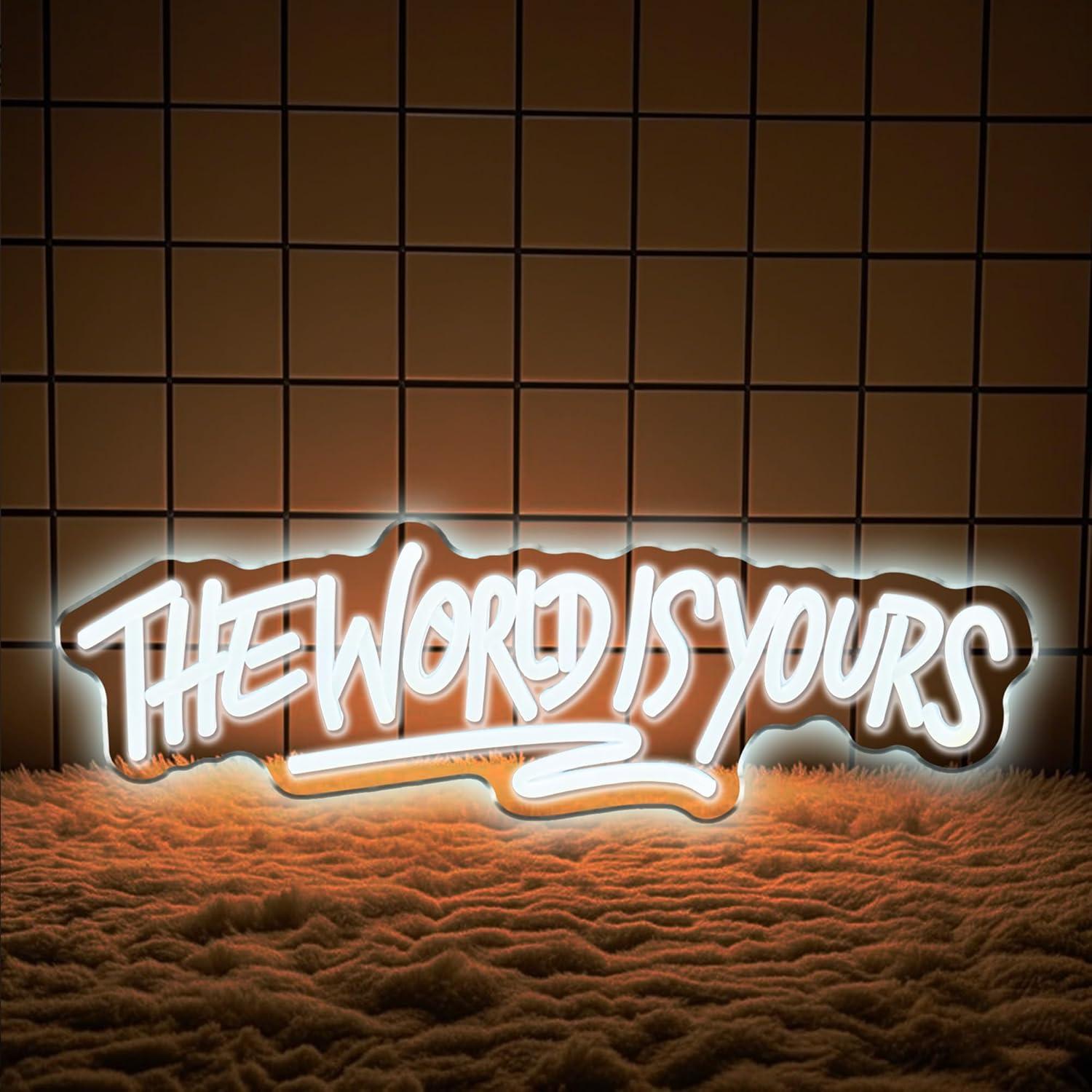 Letrero de neón The World is Y - Beer & Wine Grab reseña y precio